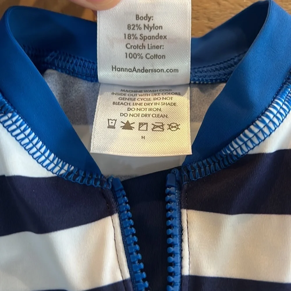 Hanna andersson blue striped one piece swim
